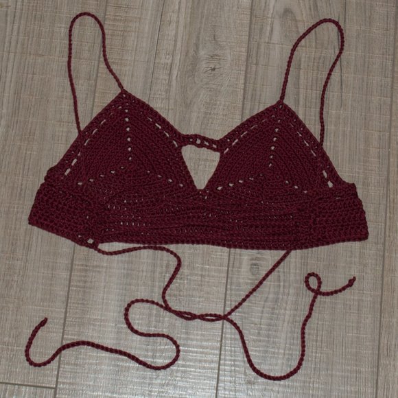 Wine Red Crochet Bralette - Picture 9 of 13